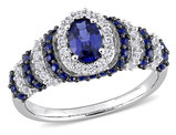 1.50 Carat (ctw) Lab Created Blue Sapphire & White Sapphire Ring in Sterling Silver